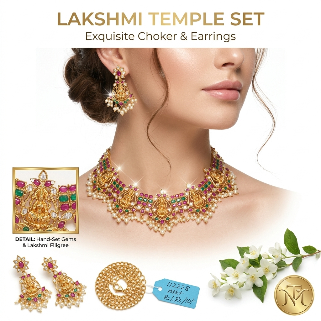 Lakshmi Temple Set Exquisite Choker and Earrings