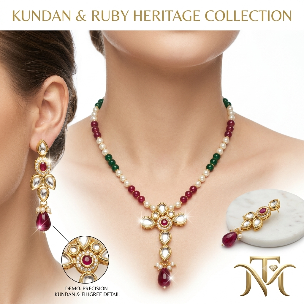 Kundan and Ruby Heritage Collection Necklace and Earring Set