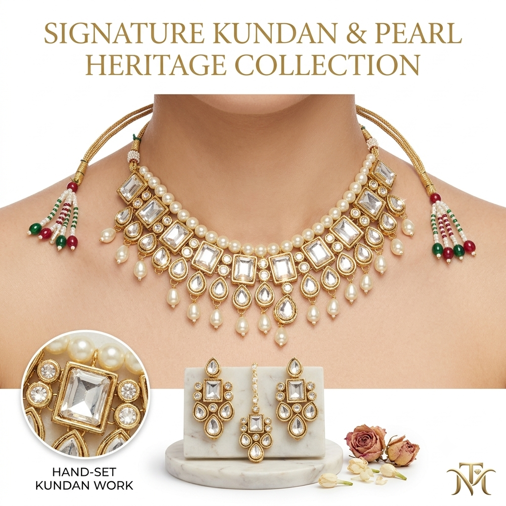 Signature Kundan and Pearl Heritage Bridal Necklace Set