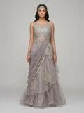 Amethyst Sequin Off-Shoulder Gown front view