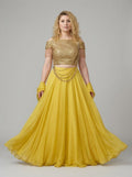 Mustard Yellow Embellished Lehenga Saree