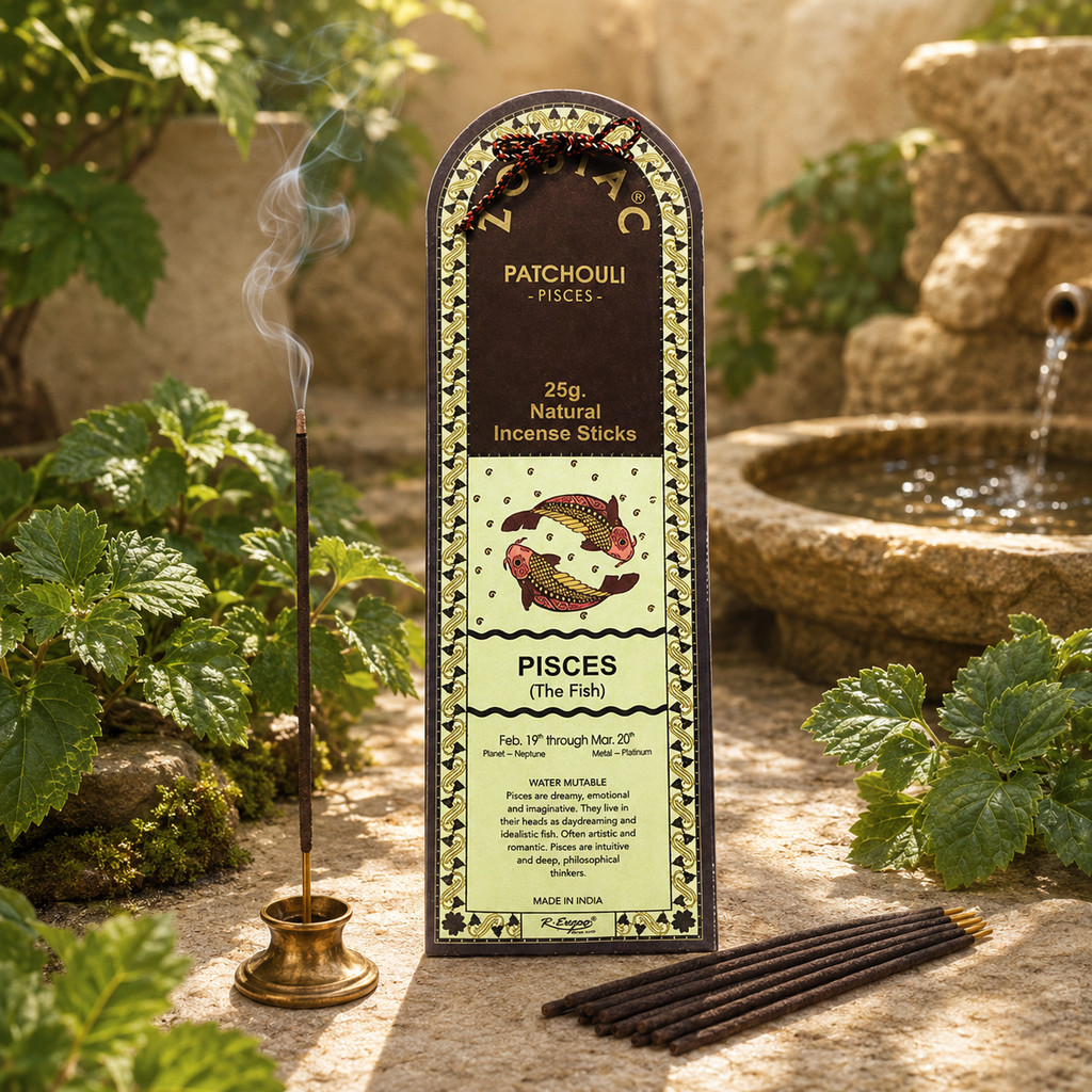 Pisces Patchouli Zodiac Incense Sticks – 25g, 25 Sticks