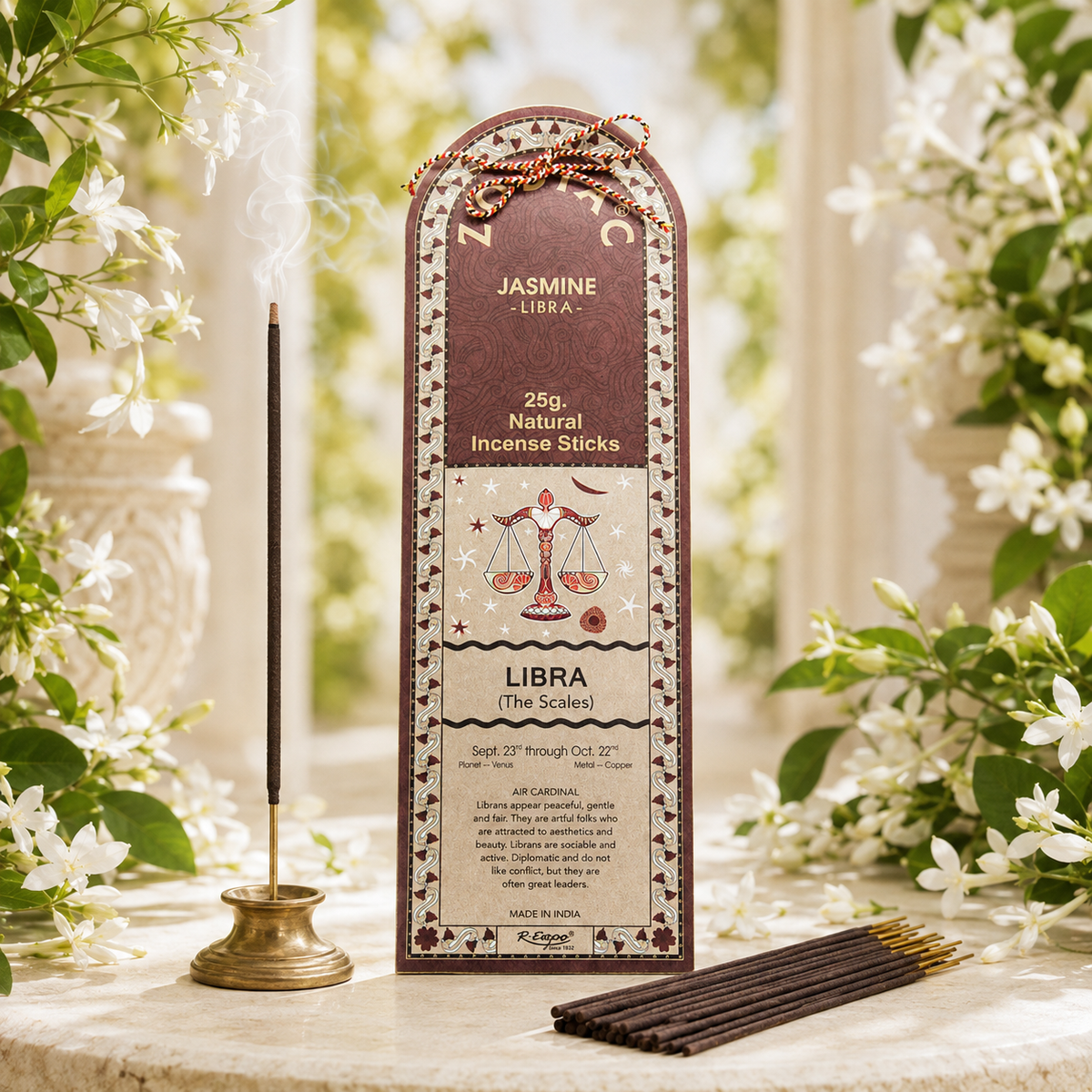 Libra Jasmine Zodiac Incense Sticks – 25g, 25 Sticks
