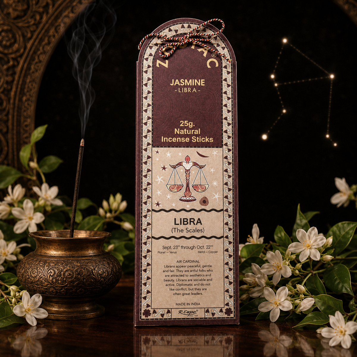 Libra Jasmine Zodiac Incense Sticks – 25g, 25 Sticks