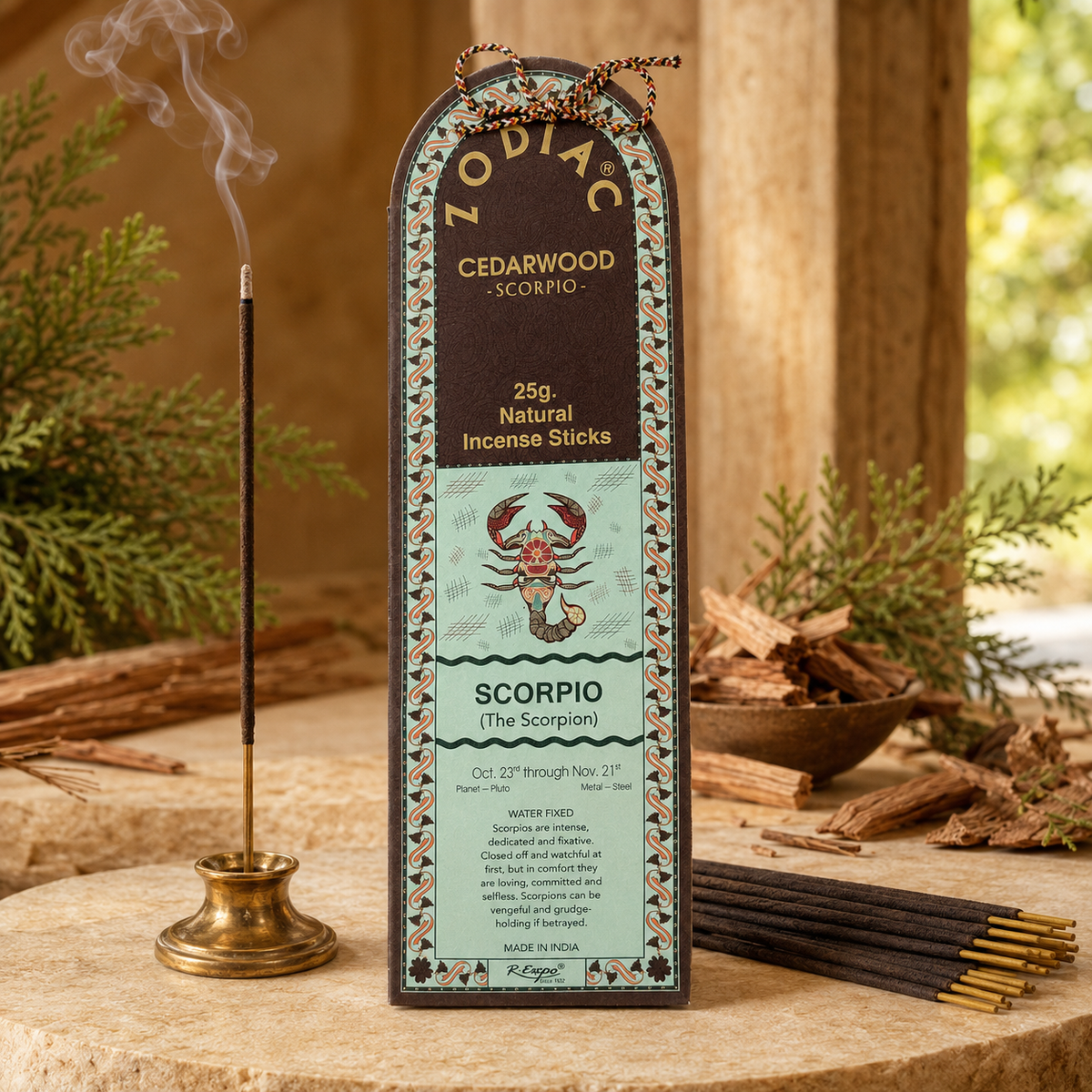 Scorpio Cedarwood Zodiac Incense Sticks – 25g, 25 Sticks