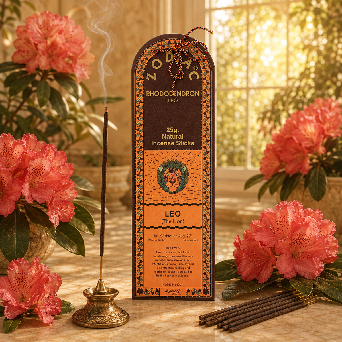 Leo Rhododendron Zodiac Incense Sticks – 25g, 25 Sticks