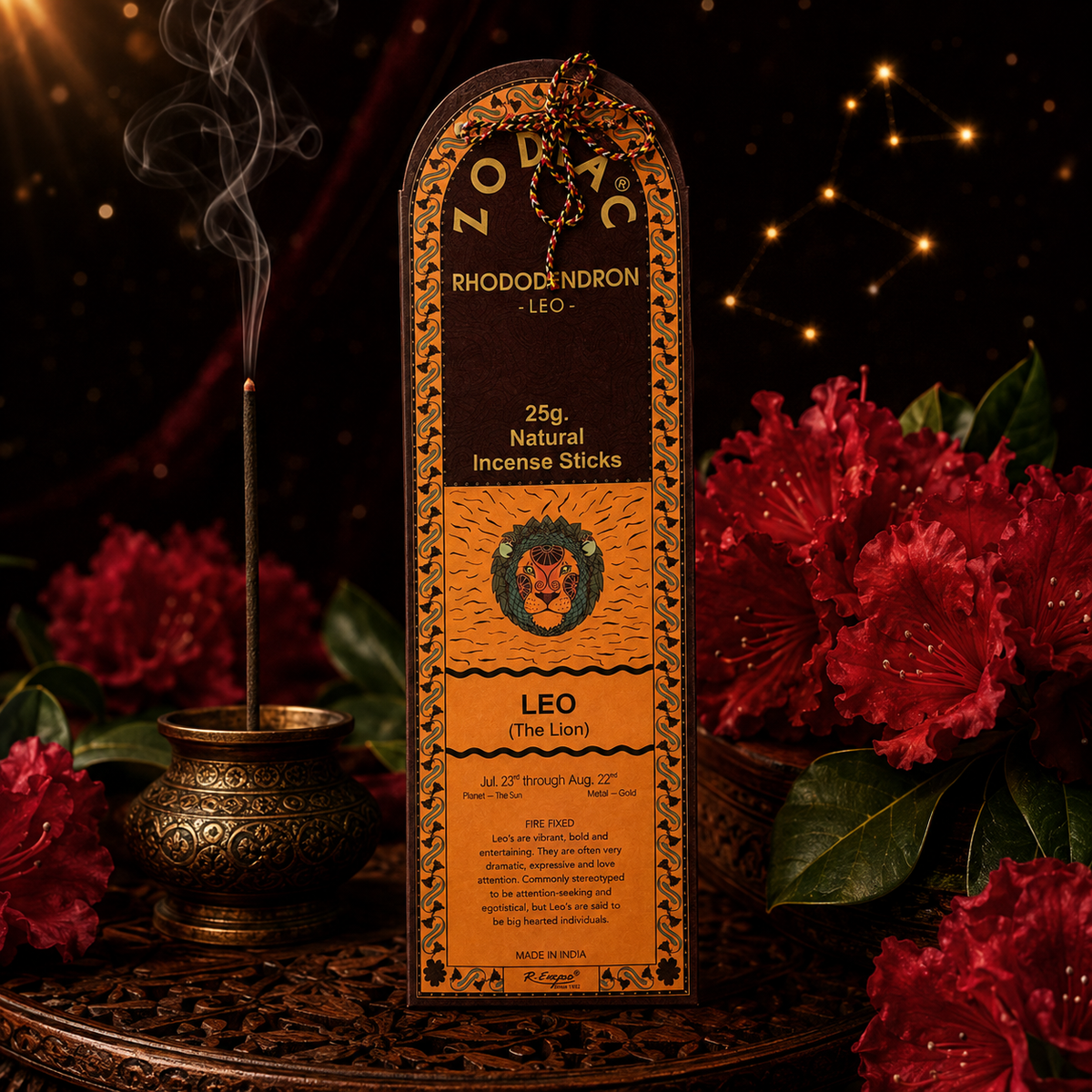 Leo Rhododendron Zodiac Incense Sticks – 25g, 25 Sticks