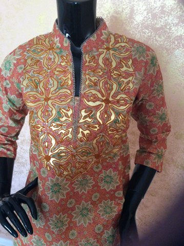 Kurtis "Cotton Printed with leather Patch"
