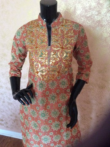 Kurtis "Cotton Printed with leather Patch"