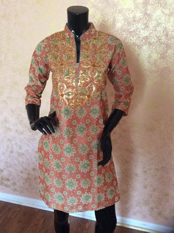 Kurtis "Cotton Printed with leather Patch"