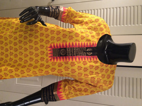 Block Print Cotton Kurti with Contrast Border