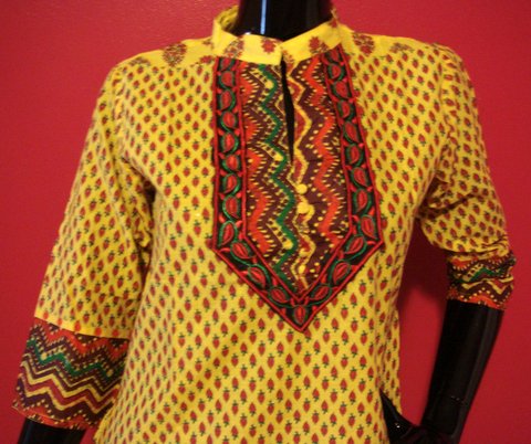 Cotton Kurti with Block Print Border