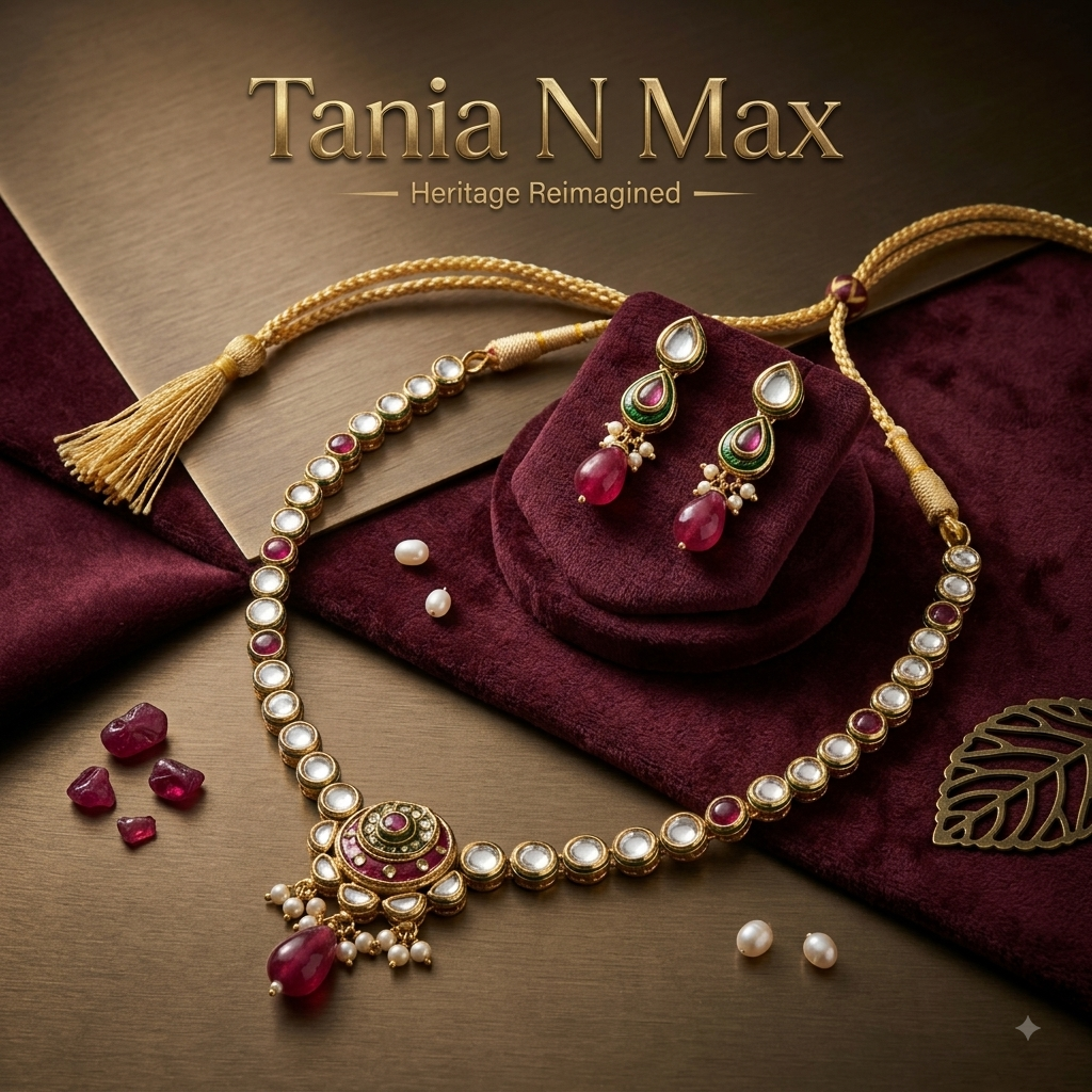 Jaipur Royal Collection Kundan Enamel Choker & Earring Set