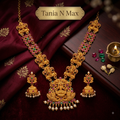 Temple Heritage Lakshmi Necklace & Lotus Jhumka Set