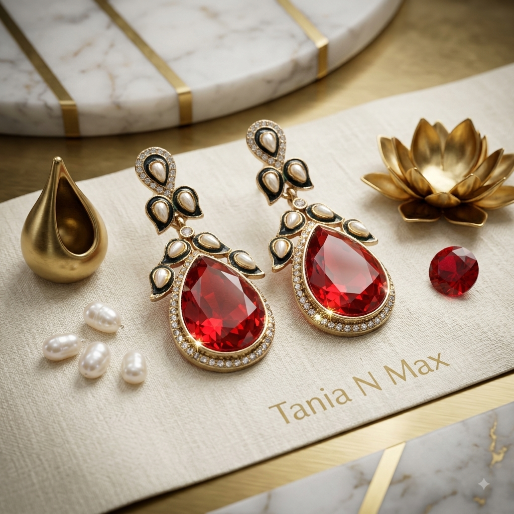 Heritage Harmony Kundan & Pearl Chandbali Earrings