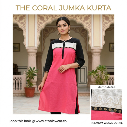 Cotton Kurti with Contrast Yoke