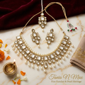 Kundan & Ruby Heritage Pearl Bead Necklace & Earring Set